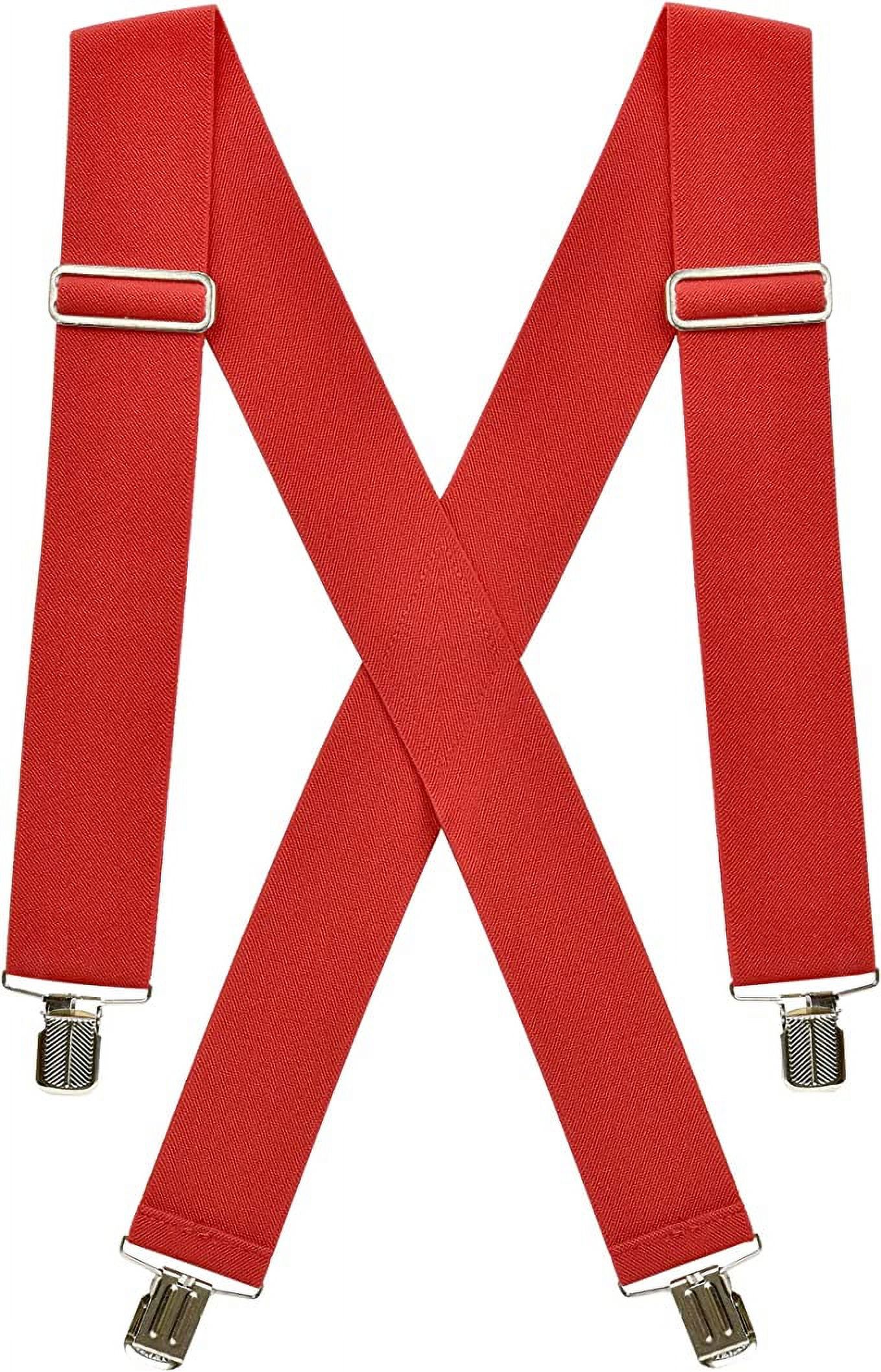 Hold’Em Suspenders for Men Heavy Duty Utility Clips 2” Wide - Red